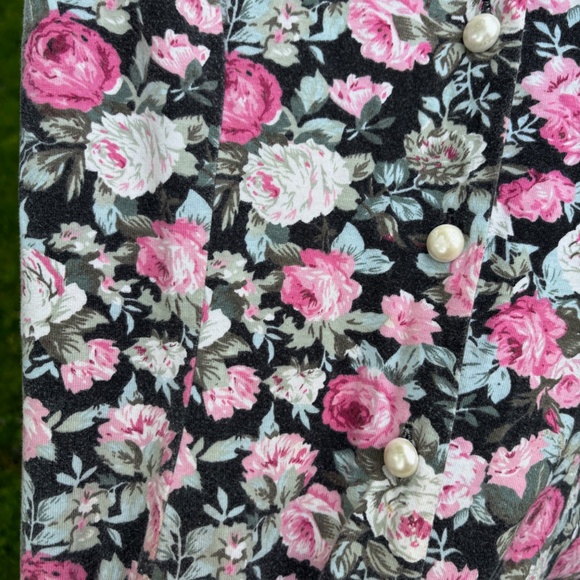 vintage floral romper scalloped neck pearl button size 8 summer playsuit - Picture 13 of 16